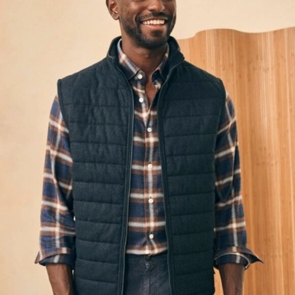 NWT Faherty Teton Valley Quilted Insulated Vest in Navy Heather XL - Picture 4 of 4